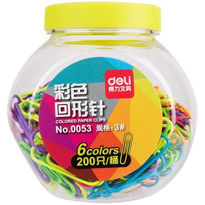 得力0053回形针彩色时尚工字钉办公财务用品文具糖果色 2桶装